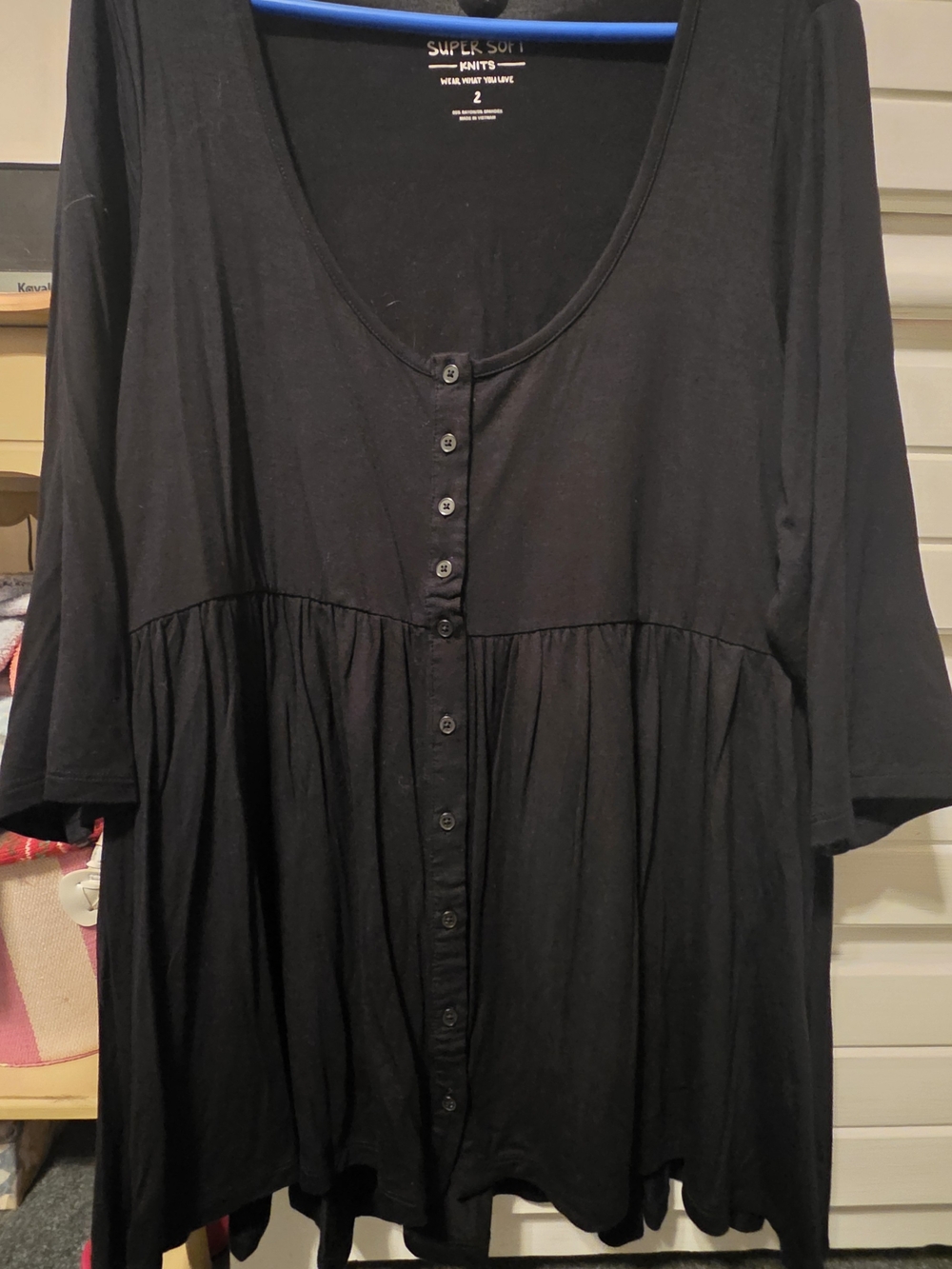 Black Button-Front Women’s Top